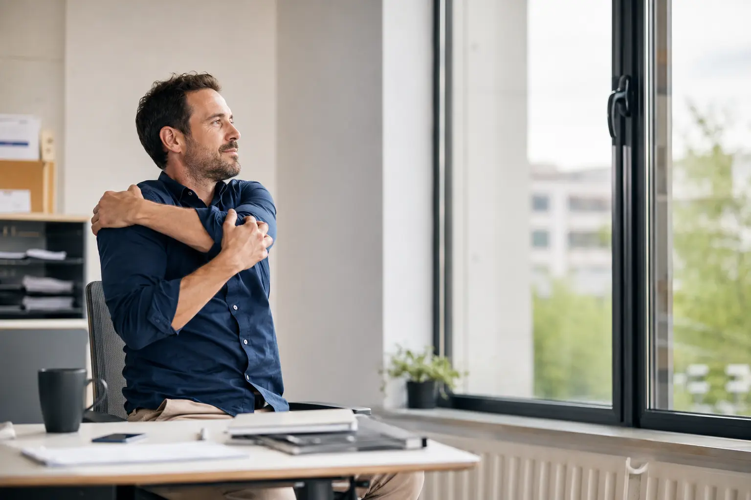 Angestellter bei einer kurzen Arbeitspause – Gesundheit und Arbeitskraft im Berufsleben